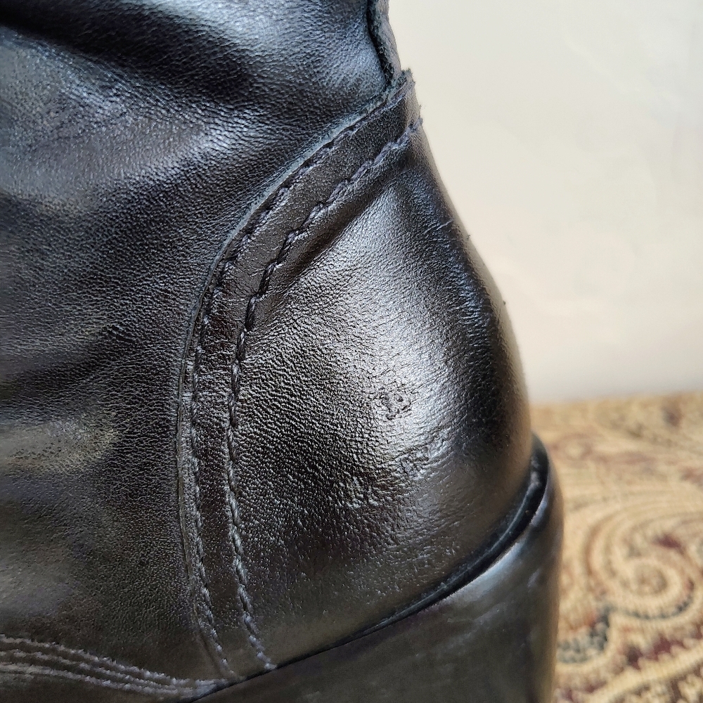 Vintage by Steve Madden Black Leather Mid-Calf Combat Boots Size 7M 90's - Picture 5 of 12